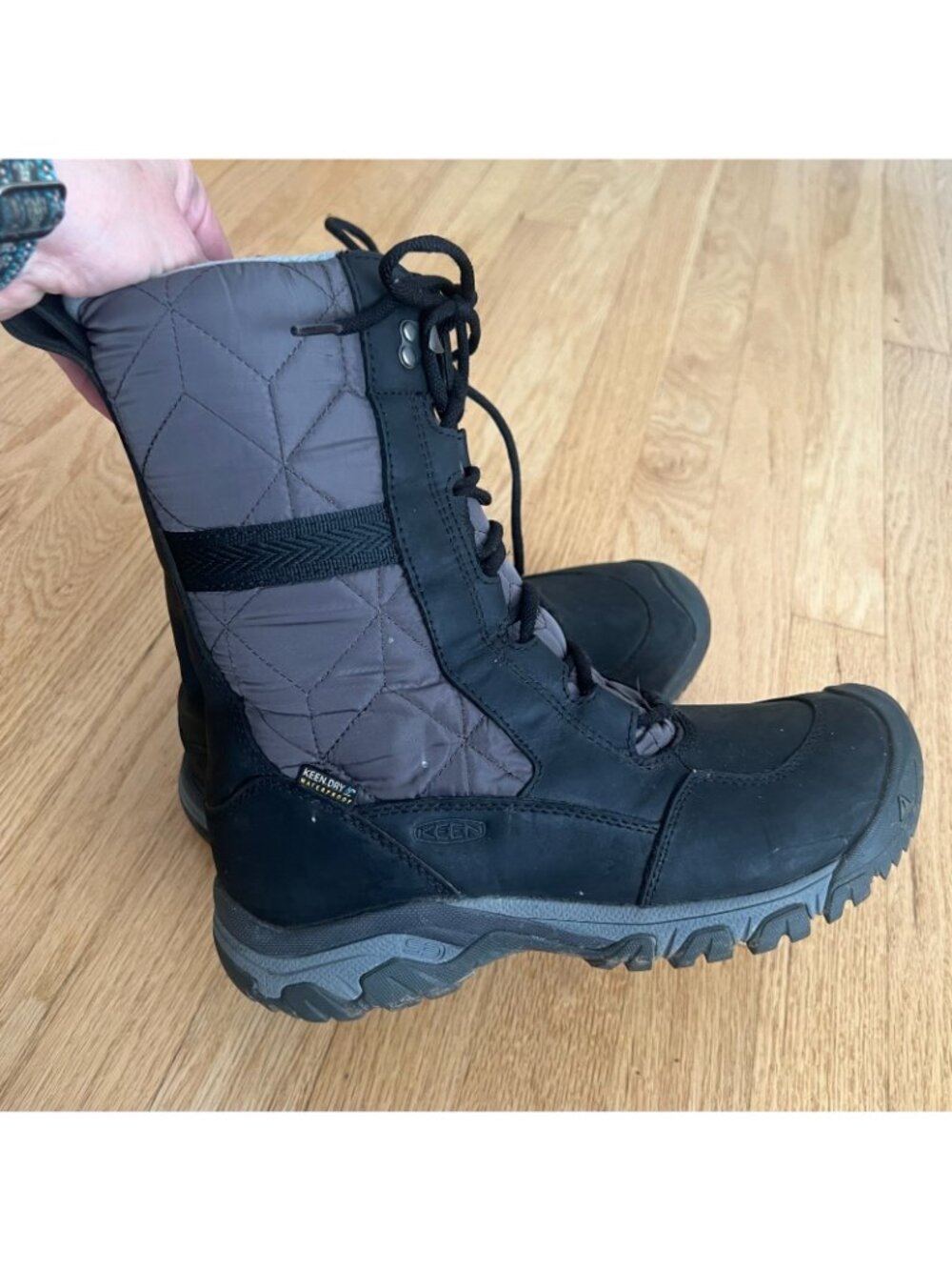 Keen Women's Hoodoo III Tall Black Gray Waterproof Winter Boots Size 9 - Picture 6 of 13